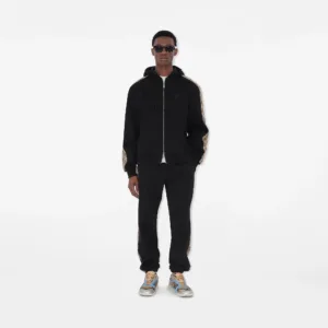 Check Trim Cotton Zip Hoodie