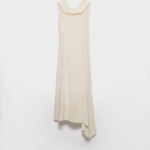 Asymmetric satin crepe dress
