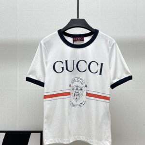 Printed knitted cotton T-shirt